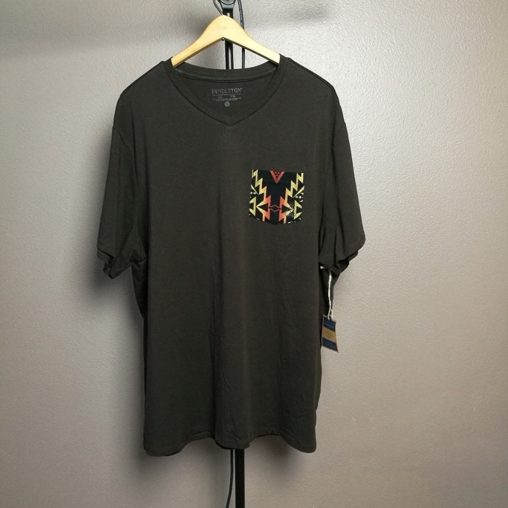 Men's Pendelton T-Shirt Brown XXL Wool Pocket